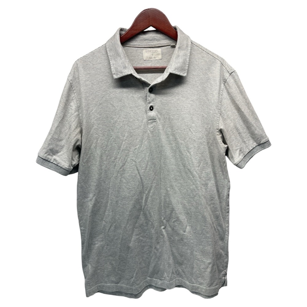 Linksoul Men's Large Golf Gray Striped Polo Shirt